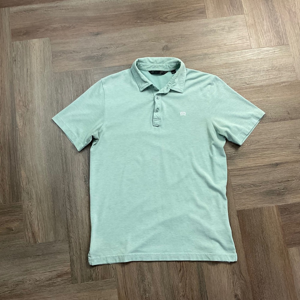 TravisMathew Pima Cotton Blend Golf Tennis Polo Shirt Mens Medium Mint Green
